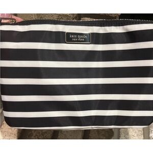 Kate Spade New York Dawn Sailing Stripe Black White Triple Gusset Crossbody